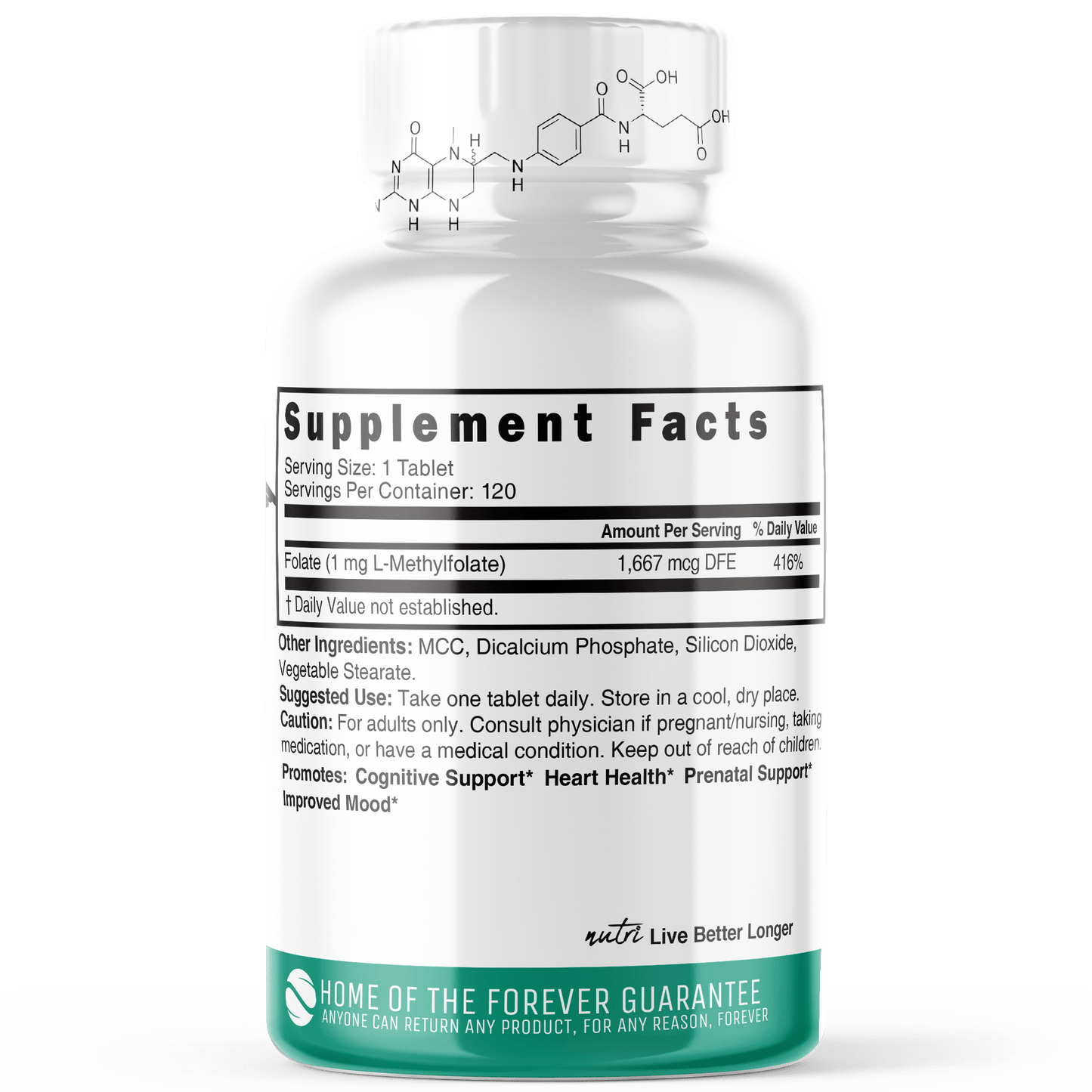Methylfolate 1 MG - 120 Vegan Ct - Tree Spirit Wellness