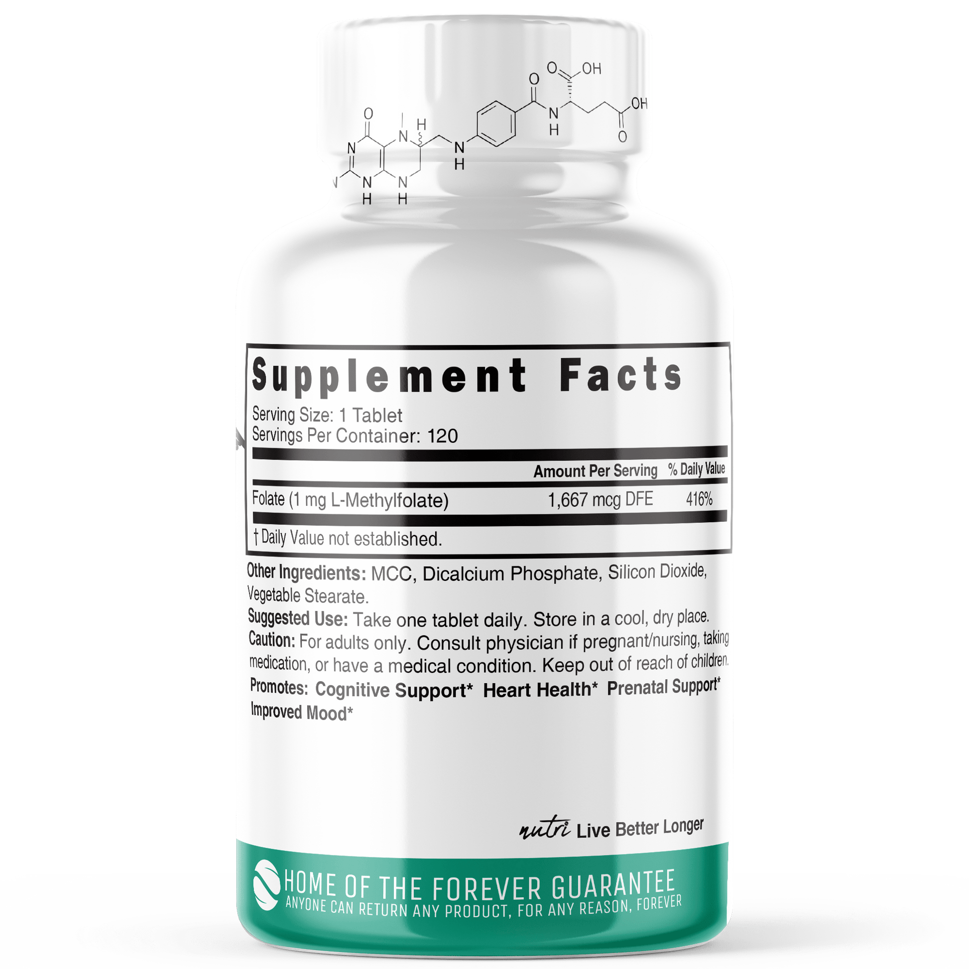 Methylfolate 1 MG - 120 Vegan Ct - Tree Spirit Wellness
