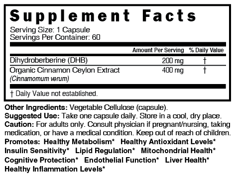 Dihydro-Berberine with Cinnamon Ceylon 200mg - Tree Spirit Wellness