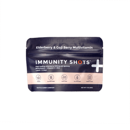 Elderberry & Goji Berry Immunity Shots Gummy Vitamins Raspberry Elderberry (12-Pack) - Tree Spirit Wellness