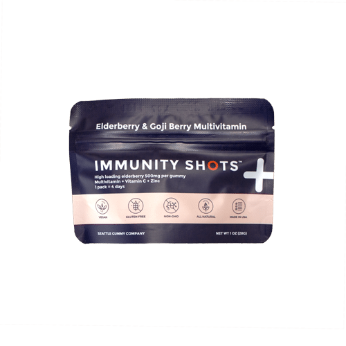 Elderberry & Goji Berry Immunity Shots Gummy Vitamins Raspberry Elderberry (12-Pack) - Tree Spirit Wellness
