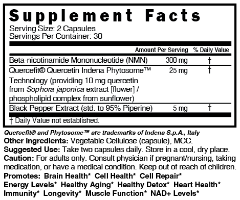 NMN+ 300 mg (NMN + Quercetin & Piperine) 60ct - Tree Spirit Wellness